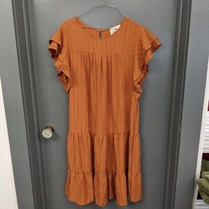 Rust ruffle dress